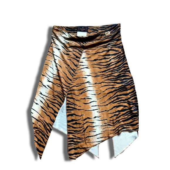 Fendi Vintage Spring Summer Festival Animal Print Asymmetrical Skirt - Picture 10 of 15
